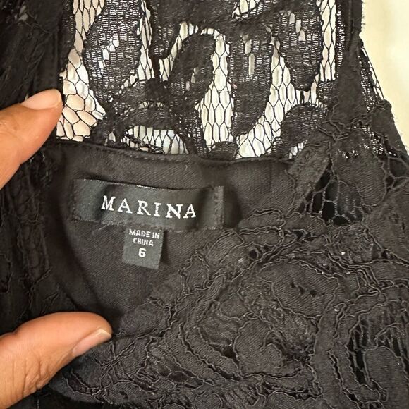 MARINA Black Lace Mini Dress - Picture 11 of 15